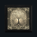 Gold Tree of Life Ancient Rustic Inner Light Gift Box<br><div class="desc">A beautiful ornate design with a gold tree of life with an ornate frame and a heart at the roots.  There is a night sky background.</div>