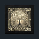 Gold Tree of Life Ancient Rustic Inner Light Gift Box<br><div class="desc">A beautiful ornate design with a gold tree of life with an ornate frame and a heart at the roots.  There is a night sky background.</div>