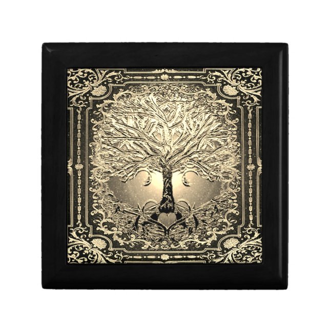 Gold Tree of Life Ancient Rustic Inner Light Gift Box (Front)