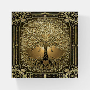 Gold Tree of Life Ancient Rustic Mouse Pad Paperweight