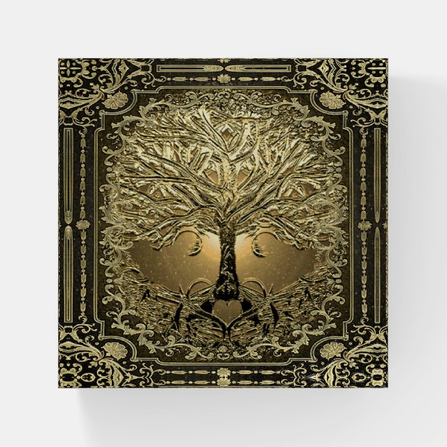 Gold Tree of Life Ancient Rustic Mouse Pad Paperweight (Front)