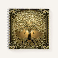Gold Tree of Life Ancient Rustic  Notebook