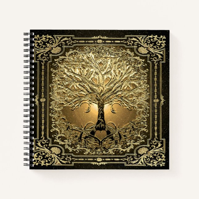 Gold Tree of Life Ancient Rustic Notebook (Front)