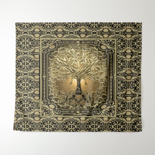 Gold Tree of Life Ancient Rustic Tapestry