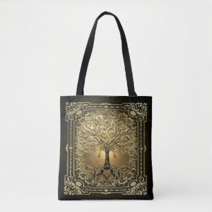 Gold Tree of Life Ancient Rustic Tote Bag