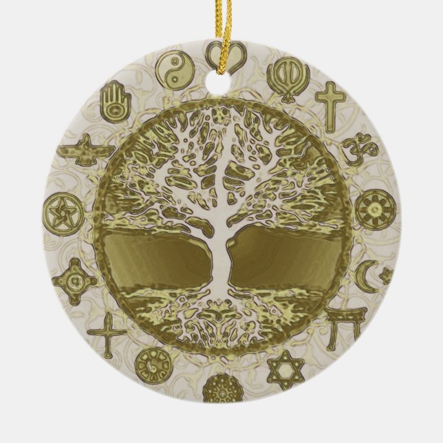 Gold Tree of Life Ceramic Ornament (Front)
