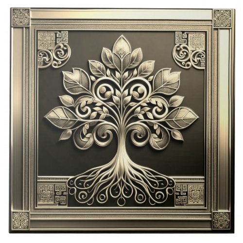 Gold Tree of Life  Ceramic Tile