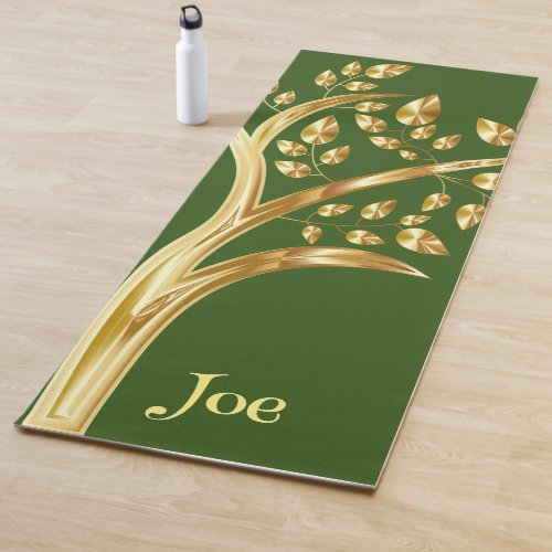 Gold Tree Of Life Greenery Foliage Personalized  Yoga Mat