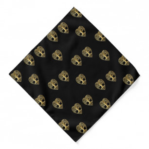 Gold tree of life heart black pattern bandana