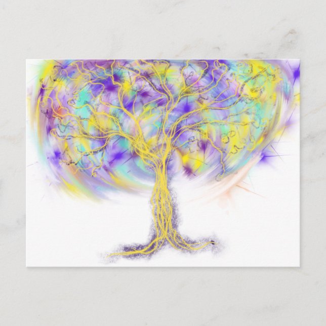 Gold Tree Of Life Modern Christian Prophetic Art Postcard (Front)