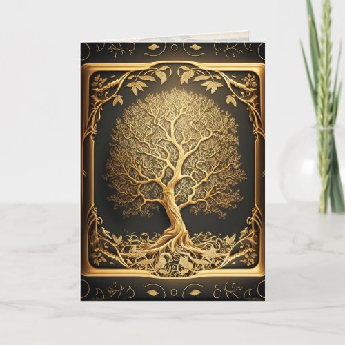 Gold Tree of Life Ornate Graphic Arts Card