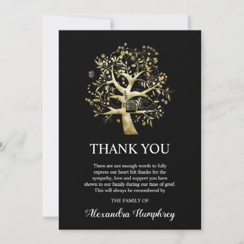 Gold Tree of Life  Sympathy Funeral Grief Thank You Card