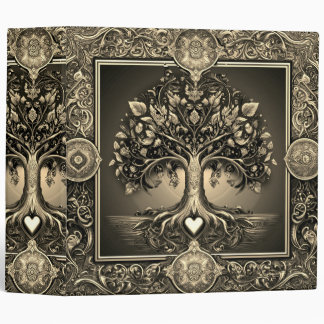 Gold Tree of Life with Heart 3 Ring Binder