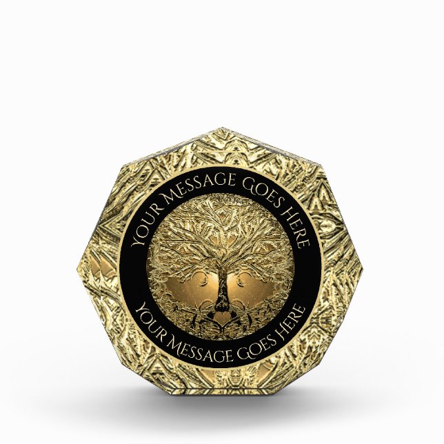 Gold Tree of Life with Heart Acrylic Award (Front)
