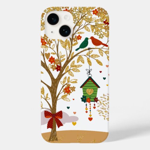 Gold Tree of Love Bird Couple Kissing  Case_Mate iPhone 14 Case