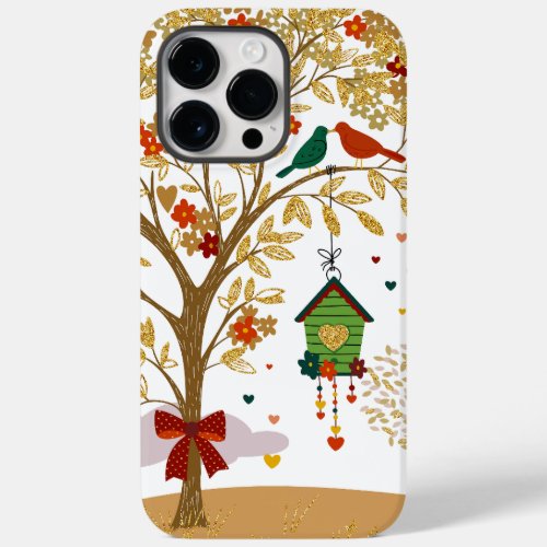 Gold Tree of Love Bird Couple Kissing  Case_Mate iPhone 14 Pro Max Case