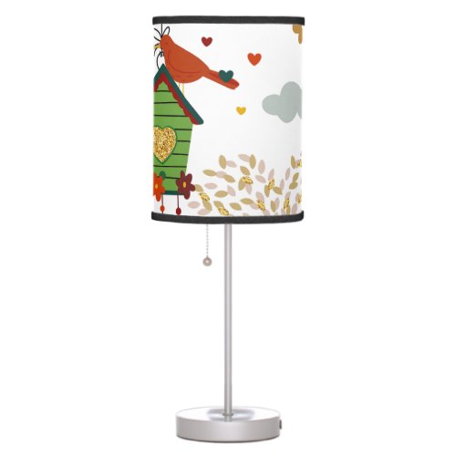 Gold Tree of Love Bird Couple Kissing  Table Lamp