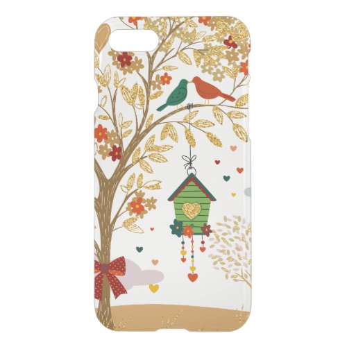 Gold Tree of Love Bird Couple Kissing  iPhone SE87 Case