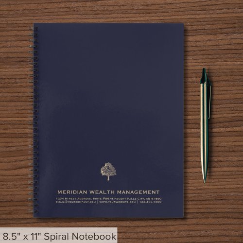 Gold Tree on Navy Blue Financial Planner Notebook