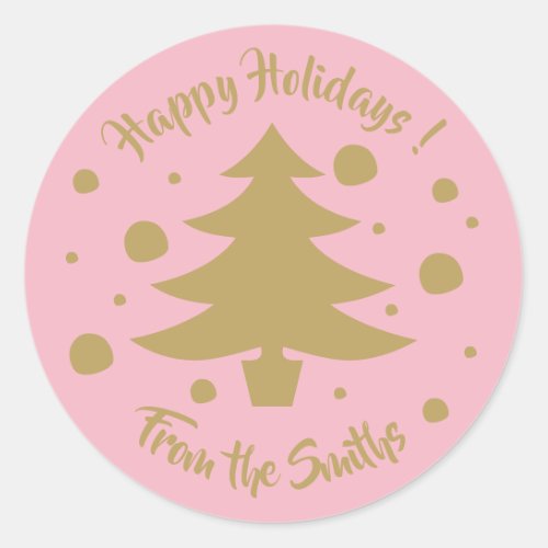 Gold tree  polka dots Holiday stickers