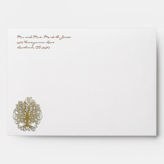 Gold Tree Swirl Wedding Envelopes