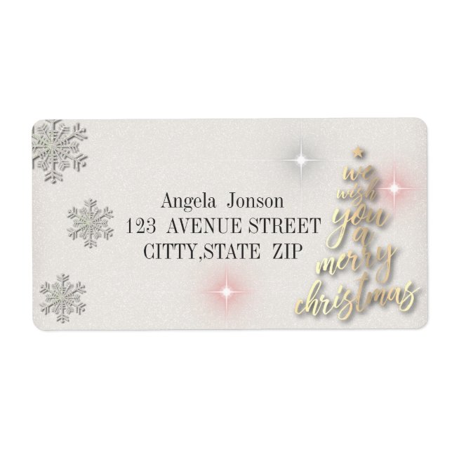 Gold Tree We Wish You A Merry Christmas Label (Front)