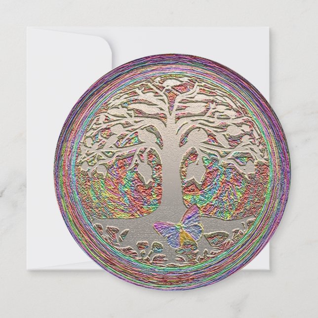 Gold Tree with Butterly Invitation (Back)