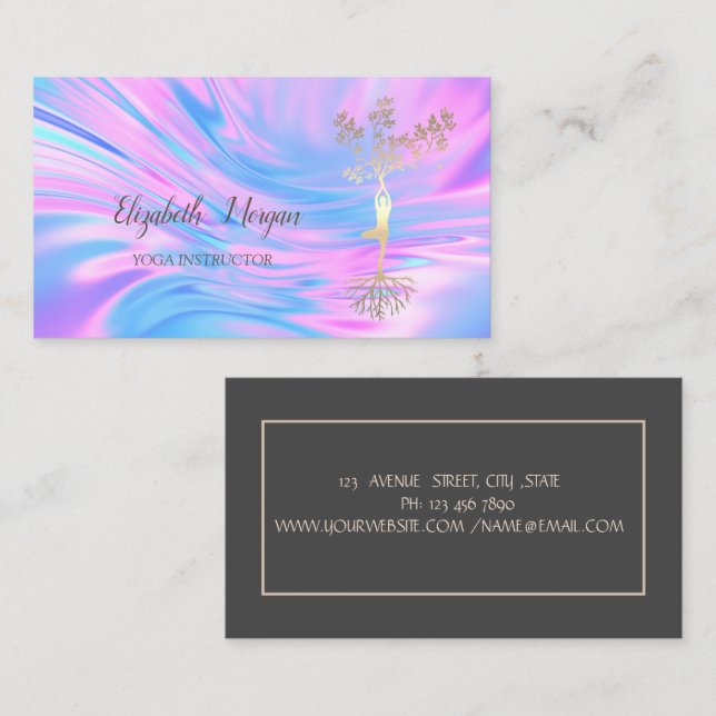  Gold Tree Women Silhouette Holographic Business Card (Front/Back)