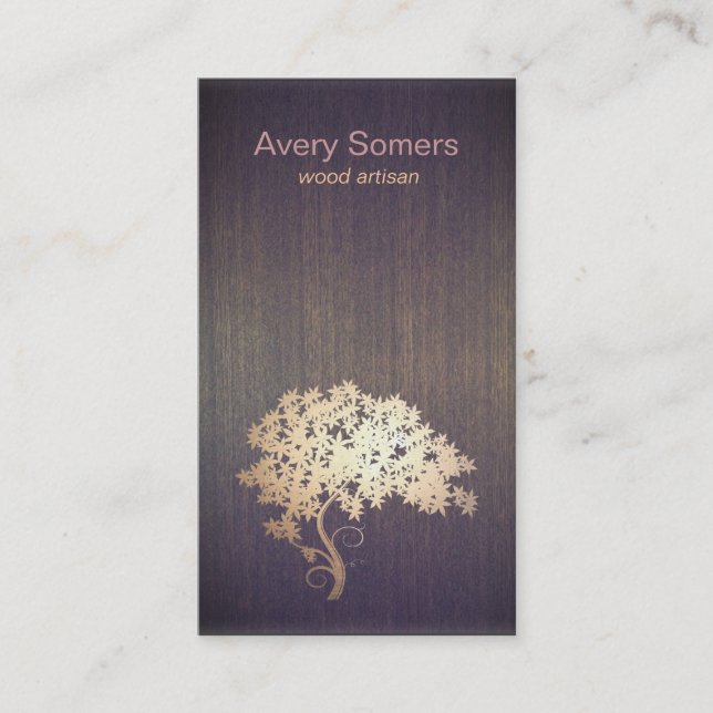 Gold Tree Wood Artist Business Card (Front)