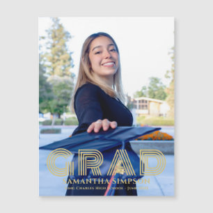 Gold Trendy Graduation Announcement Magnetic Card