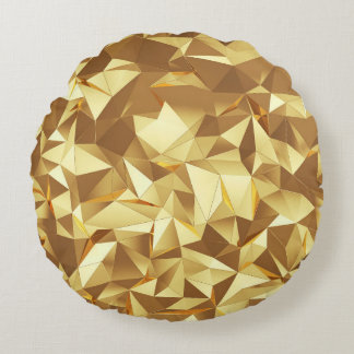 Gold Triangle: Abstract Background Texture. Round Pillow