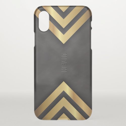 Gold triangle black background monogram iPhone XS case