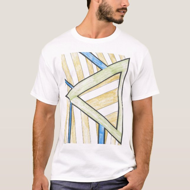 Gold Triangle Blocks Motif T-Shirt (Front)
