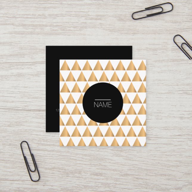 Gold Triangle Geometric Square BusinessCard Business Card (Front/Back In Situ)