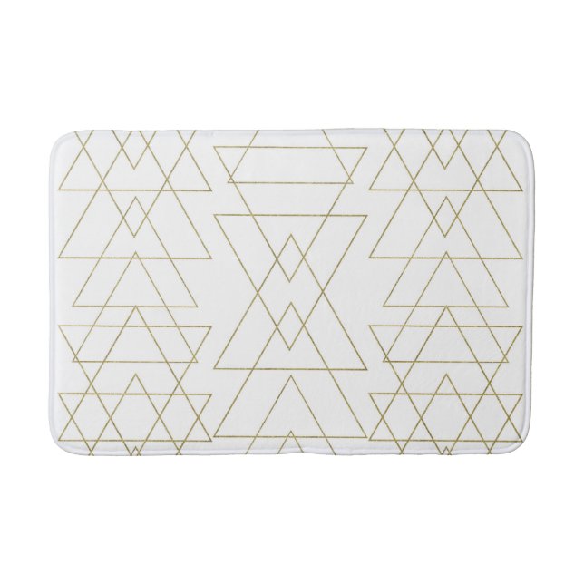 Gold Triangles Chic White Modern Glamour Bath Mat (Front)