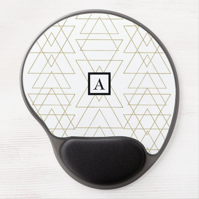 Gold Triangles Chic White Modern Glamour Gel Mouse Pad (Front)