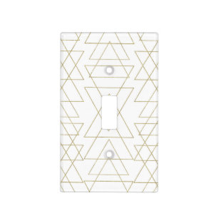 Gold Triangles Chic White Modern Glamour Light Switch Cover