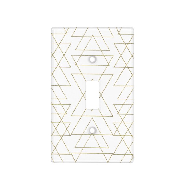 Gold Triangles Chic White Modern Glamour Light Switch Cover (Front)