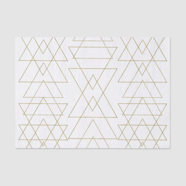 Gold Triangles Chic White Modern Glamour Tissue Paper (Front)