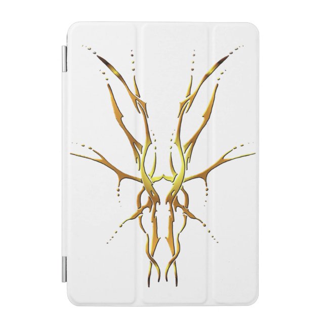 Gold Tribal Deer Skull Hunting Design iPad Mini Cover (Front)