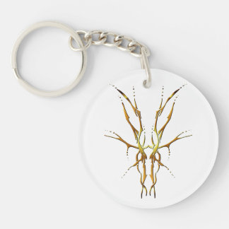 Gold Tribal Deer Skull Hunting Design Keychain
