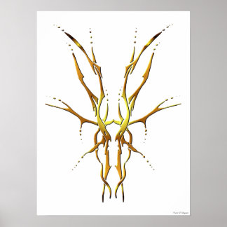 Gold Tribal Deer Skull Hunting Design Poster