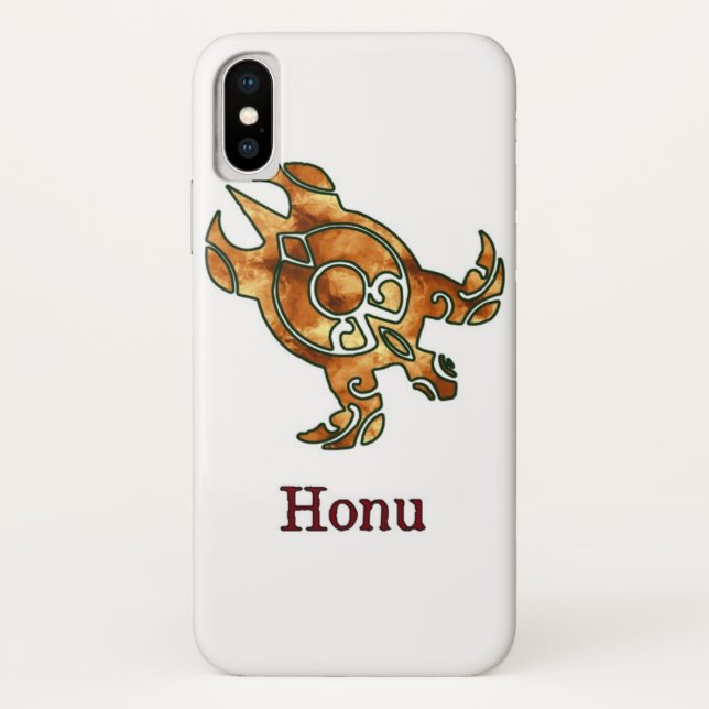 Gold Tribal Sea Turtle on White Case-Mate iPhone Case (Back)