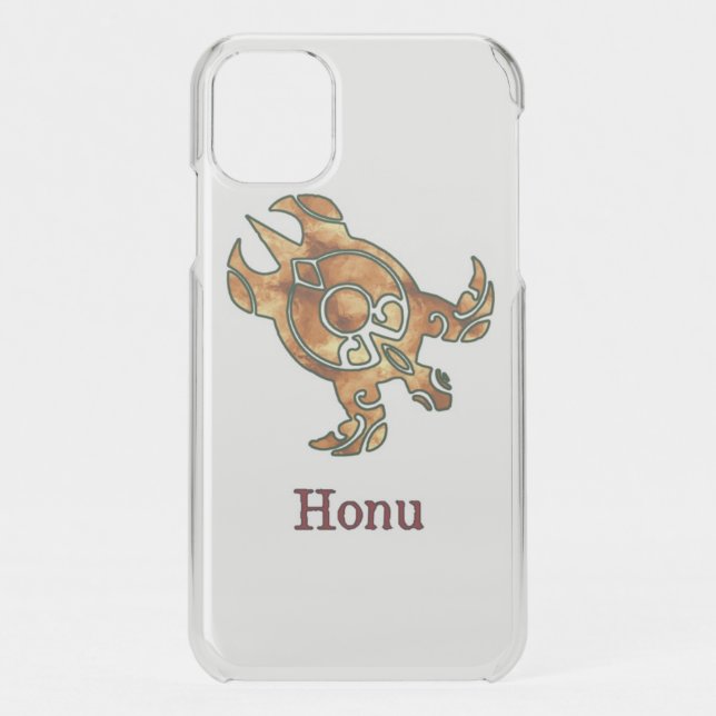 Gold Tribal Sea Turtle on White Uncommon iPhone Ca Case (Back)