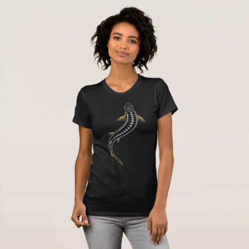  _GOLD TRIBAL STURGEON FISH _SWIMMING STURGEON  T_Shirt