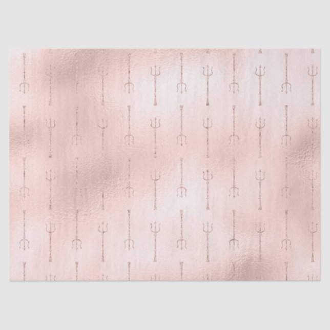 Gold Tridents on Pink Decoupage Tissue Paper (Front)