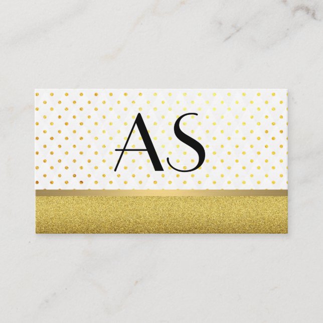 Gold Trim and Polka Dots Business Card (Front)