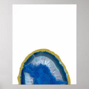 Gold Trim Blue Geode Poster