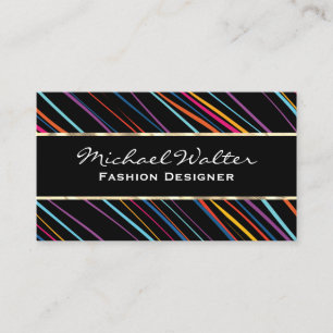 Gold Trim Colorful Stylish Lines Business Card