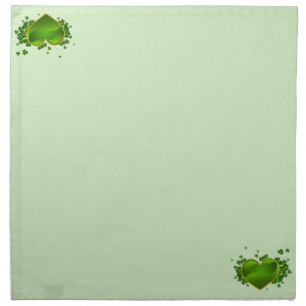 Gold-Trimmed Green Heart with Shamrocks Napkin